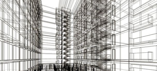 Architekturzeichnungen 3D Illustration - Illustration - Foto, Bild