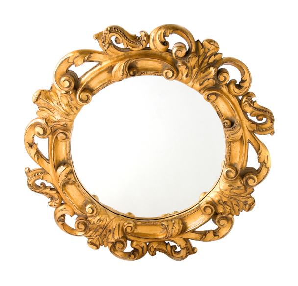 kolo vyřezávané Dřevo zlacené nástěnné zrcadlo - Fotografie, Obrázek