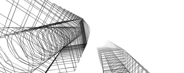építészeti rajzok 3D-s illusztráció - illusztráció - Fotó, kép