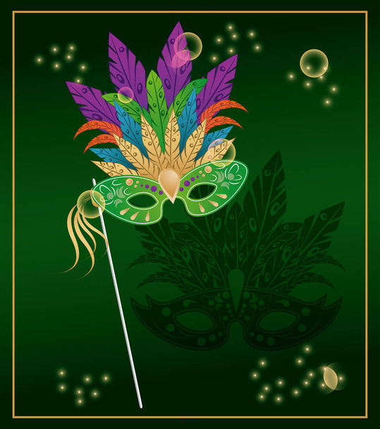 マルディグラ草マスク カラフルなカード - ベクター画像