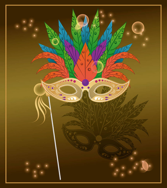 Mardi grass mask colorful card - Vector, Image