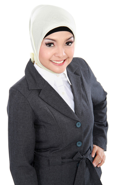 smiling asian business woman in scarf - Photo, image