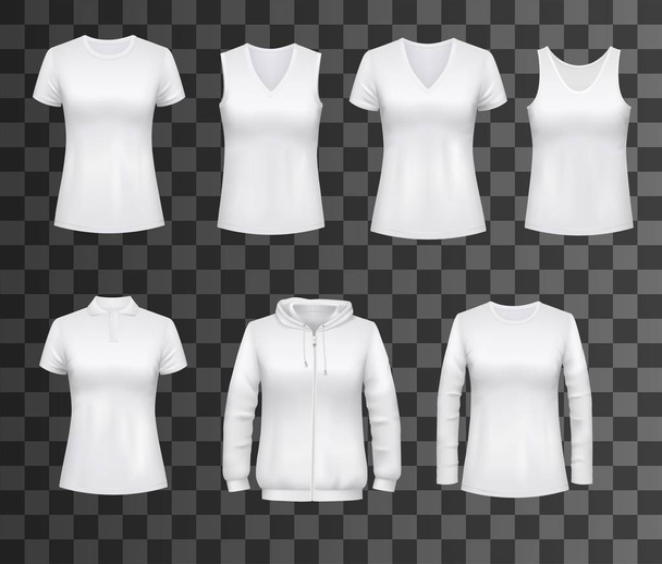 Women white tank top t-shirts, sportswear mockups - Vector, Image
