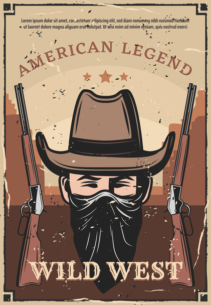 Wild West bandido ocidental e carabina de rifle
 - Vetor, Imagem