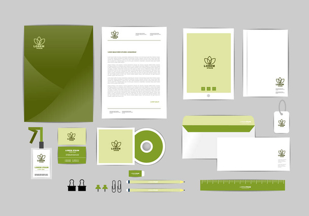 plantilla de identidad corporativa para su negocio incluye cubierta de CD, tarjeta de visita, carpeta, regla, sobres y diseños de cabeza de carta J
 - Vector, Imagen