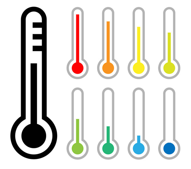 thermometer teken pictogram set, vector, illustratie weer symbool - Vector, afbeelding