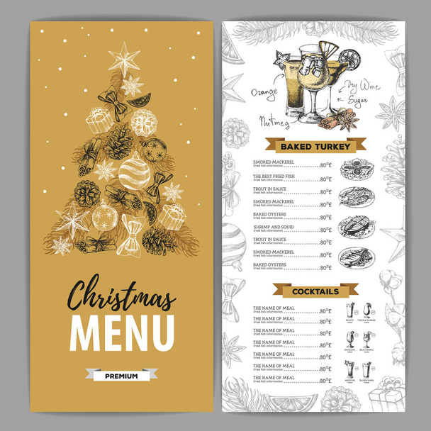 Desenho de mão Natal design de menu de férias. Menu restaurante
 - Vetor, Imagem