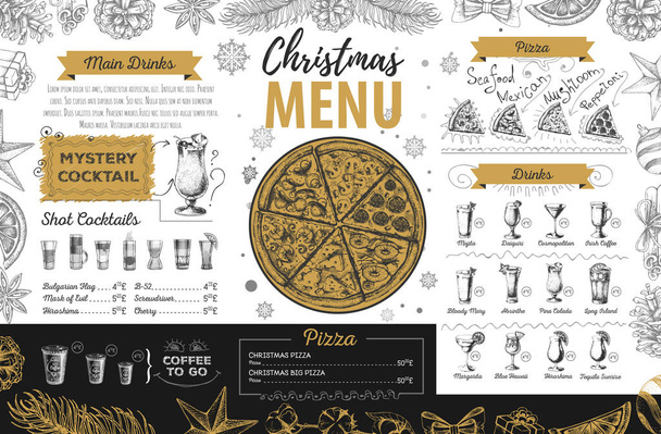 Käsi piirustus joululoma menu suunnittelu. Ravintolan menu
 - Vektori, kuva