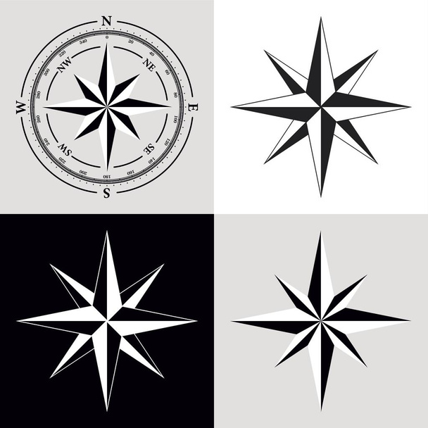 Compas Dial e Rose of Wind Set. Set di icone della bussola del vento, illustrazione vettoriale
 - Vettoriali, immagini