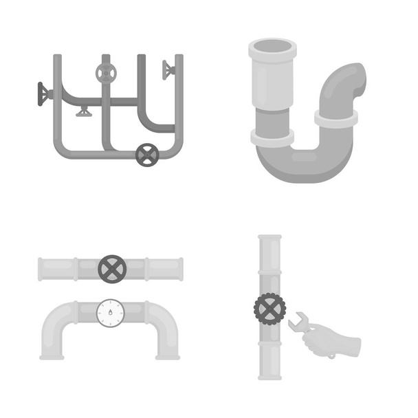 Vector design of pipe and plumbing logo. Set of pipe and metal vector icon for stock. - Vector, afbeelding