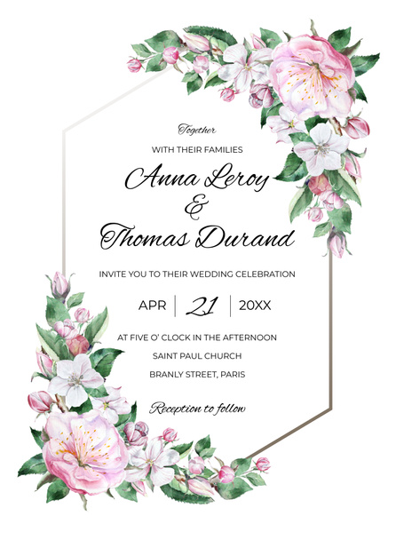 Esküvői virágos dísznövények meghívó plakát design háttér - Fotó, kép