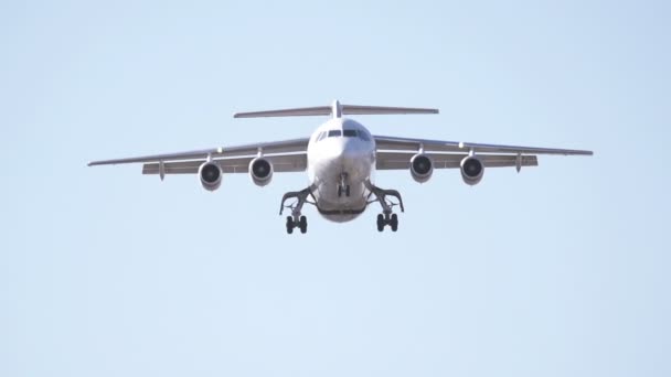 vliegtuigen in landing proces met uitgebreide vistuig - Video
