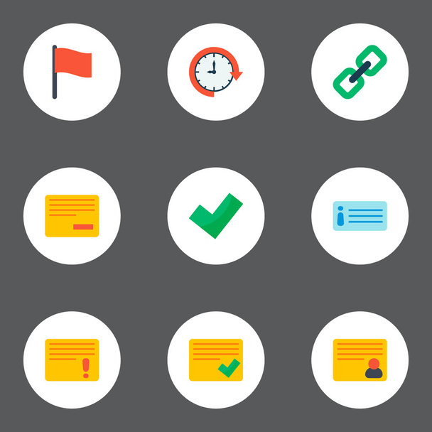 Sada řízení ikony ploché styl symbolů s popisem, odeberte úkol, vlajky a další ikony pro váš web mobilní aplikace loga design. - Vektor, obrázek