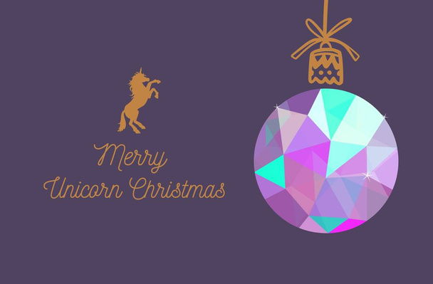 Merry Unicorn Christmas vector card. New Year and Christmas - Vektör, Görsel