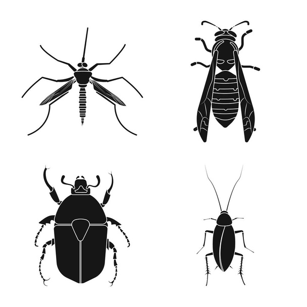 Vektordesign von Insekten- und Fliegensymbol. Sammlung von Insekten- und Elementvektorsymbolen für Aktien. - Vektor, Bild