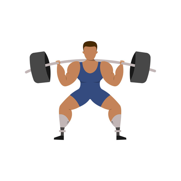 Weightlifter with legs bioprosthesis on a white background. Paralympic Sport Concept. - Vector, Image