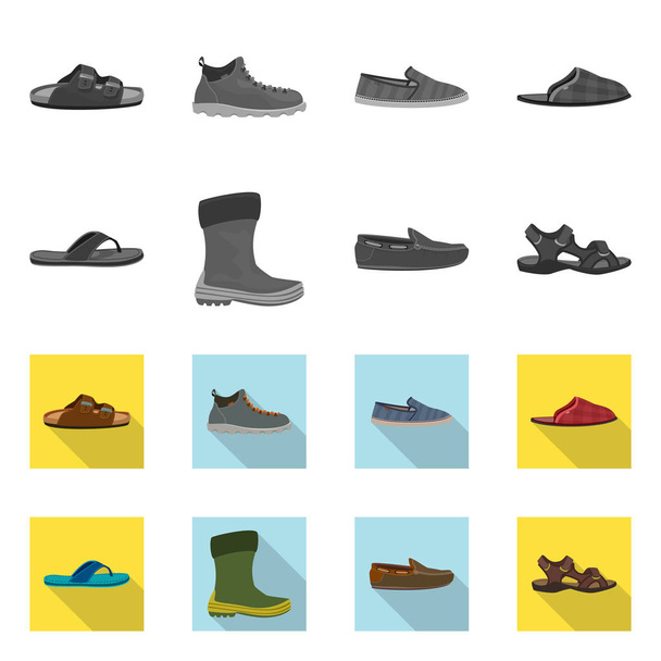 Vector design of shoe and footwear sign. Set of shoe and foot stock vector illustration. - Vektör, Görsel