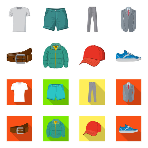 Vector illustration of man and clothing icon. Set of man and wear stock symbol for web. - Vektör, Görsel