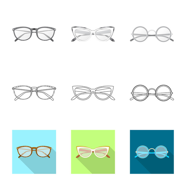 Vector design of glasses and frame sign. Collection of glasses and accessory stock symbol for web. - Вектор,изображение