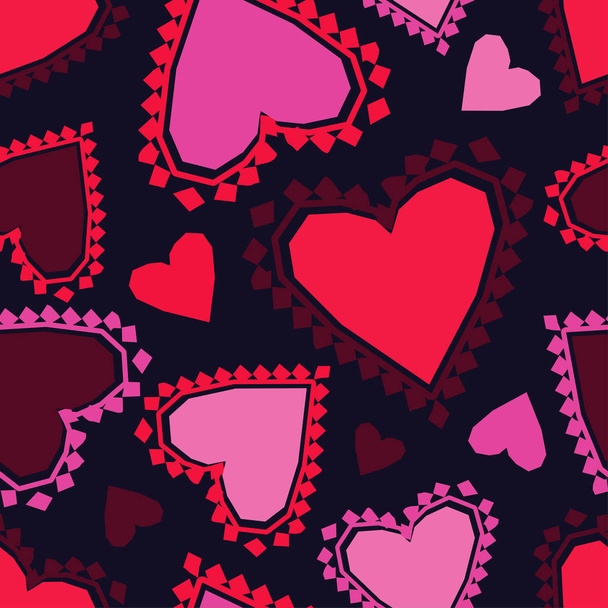 Seamless pattern with decorative hearts. Valentine's day. Vector illustration. Can be used for wallpaper, textile, invitation card, wrapping, web page background. - Vector, afbeelding