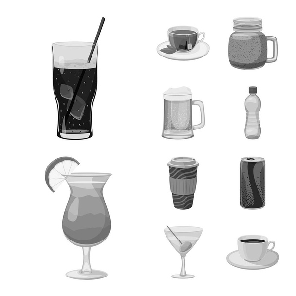 Vector illustration of drink and bar symbol. Collection of drink and party stock symbol for web. - Vektori, kuva