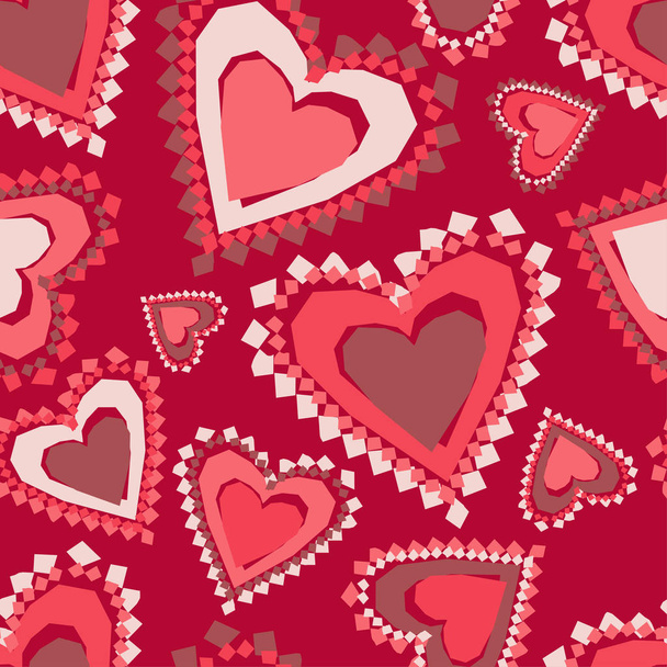 Seamless pattern with decorative hearts. Valentine's day. Vector illustration. Can be used for wallpaper, textile, invitation card, wrapping, web page background. - Vektor, obrázek