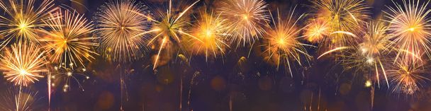 Šťastný nový rok s ohraničením zlaté ohňostroje - Fotografie, Obrázek