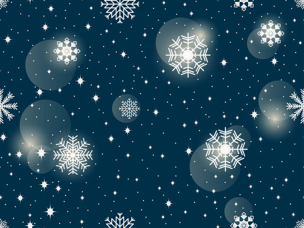 Patrón sin costuras con copos de nieve. Fondo abstracto de invierno. Efecto Bokeh. Ilustración vectorial
 - Vector, imagen