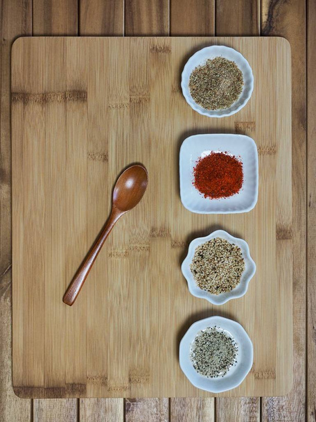 Korean spice powder Red pepper powder, Perilla powder, Pepper, Goshamsam - Photo, Image
