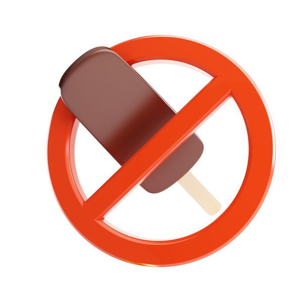 знак заборони на морозиво 3d Ілюстрації на білому тлі
 - Фото, зображення