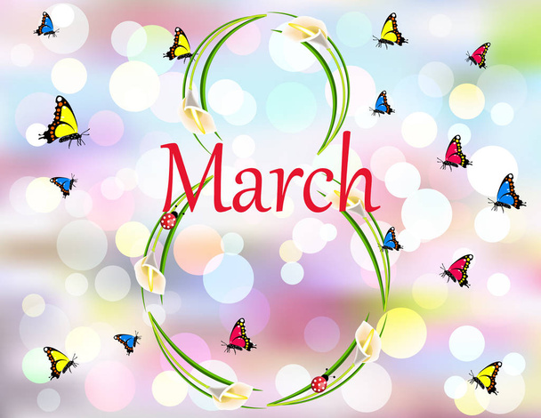 8 March greeting card - Vector, afbeelding