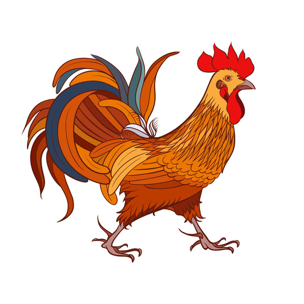Rooster. Silhouette on a white background - Vector, Image