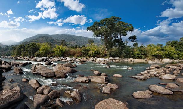 Itä-Intia, Arunachal Pradesh, Singen joki (Brahmaputra-joen oikea sivujoki). Etelä-Himalajan kuohuvat joet - Valokuva, kuva