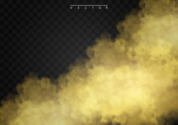 Nevoeiro dourado ou fumaça isolada em um fundo transparente efeito especial. Nuvens vectoriais douradas, neblina ou nevoeiro. Ilustração vetorial
 - Vetor, Imagem