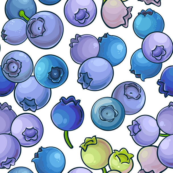 blueberry vector pattern on white background - Vector, Imagen