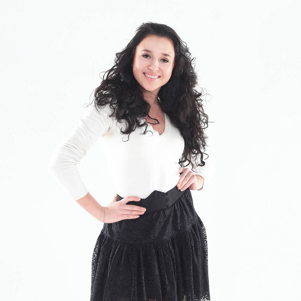 portrait of young business woman on white background - Zdjęcie, obraz