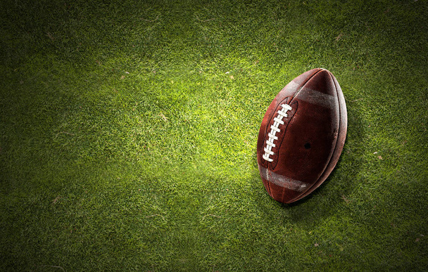 Rugby ball on grass - Фото, изображение