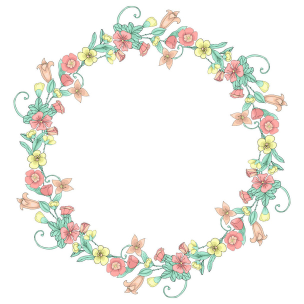 spring doodle flowers - Vector, Image