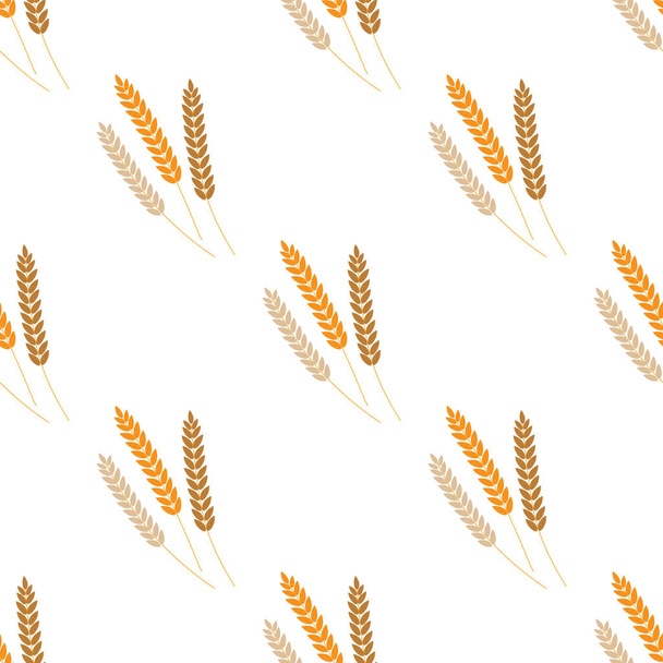 小麦のベクターのシームレスなパターン図耳。ビール、オクトーバーフェスト、背景。パン屋さんのパッケージの製品をパンします。秋の収穫. - ベクター画像