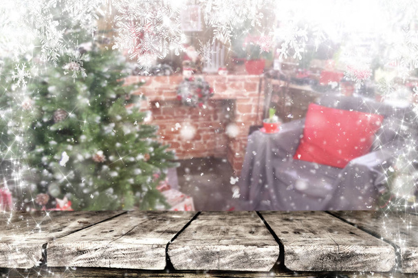 Tyhjä puinen pöytä joulun tausta
 - Valokuva, kuva