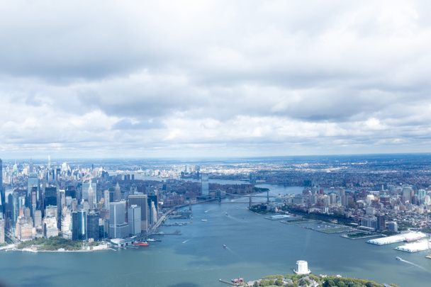 aerial view of atlantic ocean and new york city, usa - Foto, immagini