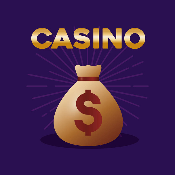 деньги казино покер мешок доллар сокровище
 - Вектор,изображение