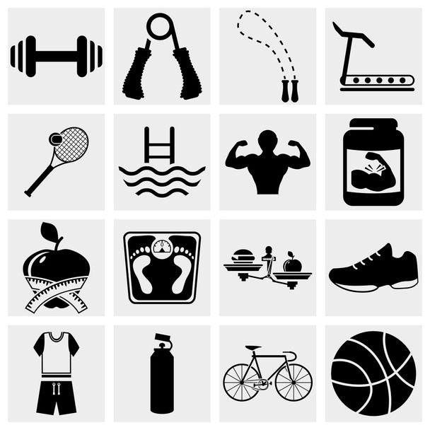 Fitness icons set - Vector, afbeelding