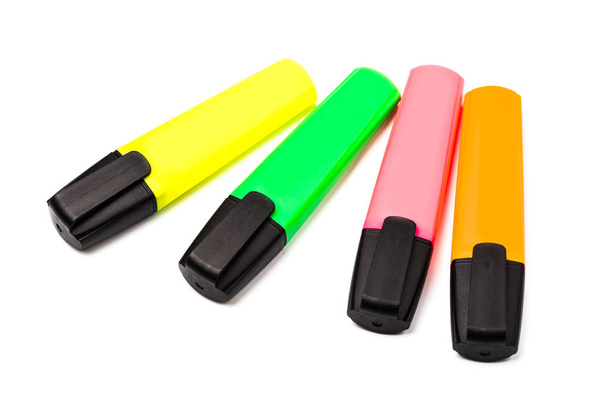 Multicolored highlighters. Isolated on white background - Photo, Image