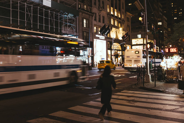 NEW YORK, USA - OCTOBER 8, 2018: urban scene with new york city street at night, usa - Photo, image