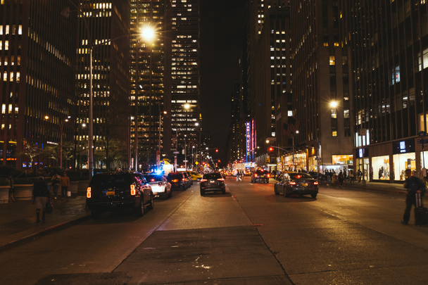 NEW YORK, USA - OCTOBER 8, 2018: urban scene with new york city street at night, usa - Fotó, kép