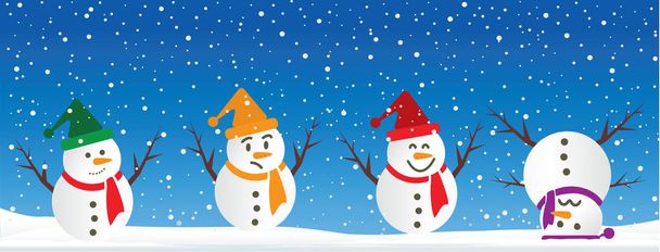 Merhaba düşen kış mavi kış manzara karlı komik Snowmen kardan adam vektör snowdrifts kar düşen kar tanesi neşeli Noel mutlu yeni yıl xmas Shining kar yağışı kartopu topları Aralık - Vektör, Görsel
