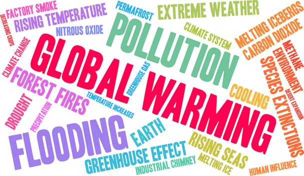 Global Warming word cloud on a white background.  - Vector, Image