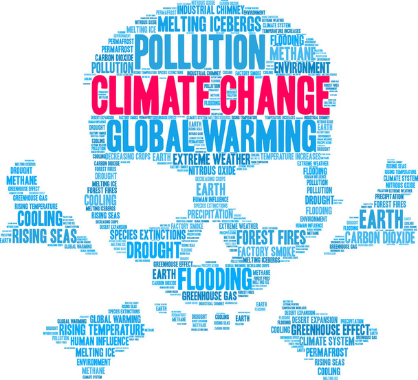 Klimawandel-Wortwolke auf weißem Hintergrund.  - Vektor, Bild