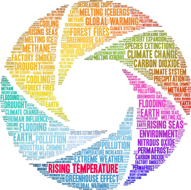Rising Temperature word cloud on a white background.  - Vector, Image